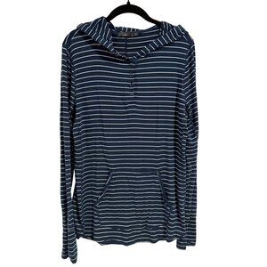 Prana Sol Protect Hoodie Blue White Stripe‎ Size L